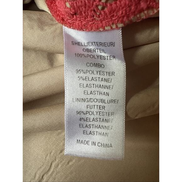 Adrianna Papell Coral Lace Lined Cocktail Dress - Size 12 - Picture 6 of 7